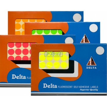 Delta Self-Adhesive Colour Labels 190 - Fluorescent Round - 19mm Dia